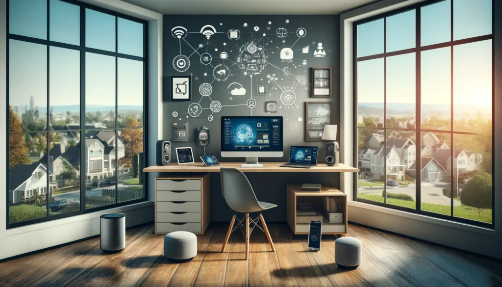 Modern home office in Stanton, CA, with internet-connected devices, symbolizing advanced ISP options.