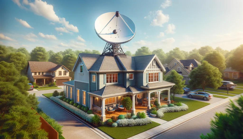 Modern residential home in Beaumont, TX, equipped with Viasat satellite internet technology, showcasing the seamless integration of advanced connectivity solutions in a suburban setting.